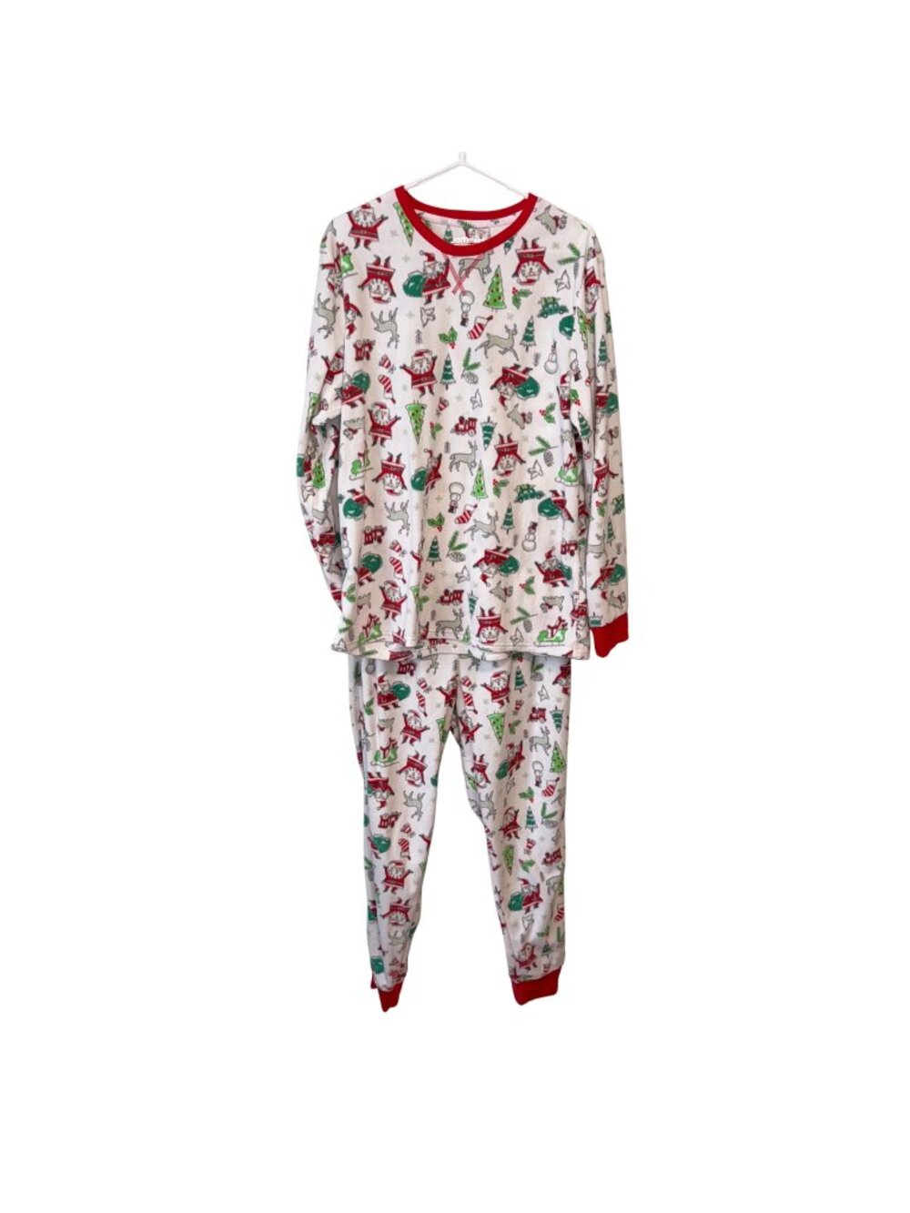 Jammies For Your Families Mens Christmas Fleece Pajama Set Santa & Tree Size M